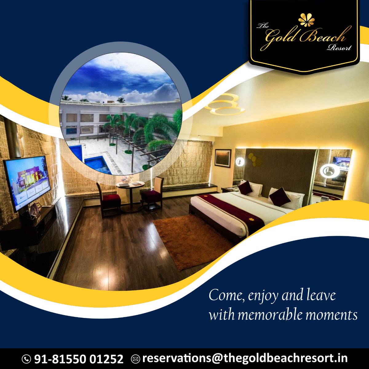 thegoldbeach's tweet photo. It's time for some beach therapy. Eat, stay, enjoy, create new memories &amp; repeat!

#beachresort #resort #daman #LuxuriousRooms #Weekendplace #seafaceresort #seaface #suiteroom #superdeluxerooms #deluxerooms #goodhospitality #thegoldbeachresort https://t.co/EEoQ6SekZ5