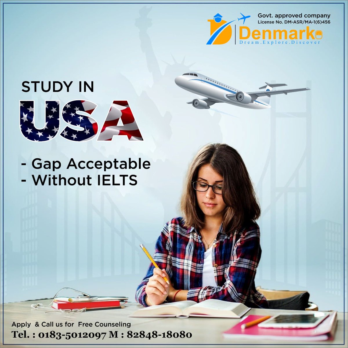 Denmarko9's tweet image. APPLY USA STUDY VISA WITH US...
#Highsuccessrate #GapAcceptable #WithoutIELTS
CONTACT US FOR MORE INFORMATION - +91-82848-18080