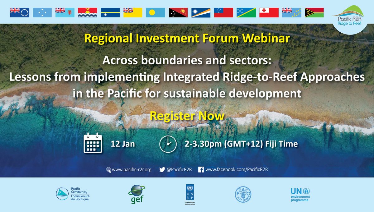 This week! The Pacific Community @spc_cps invites you to join the Pacific Ridge to Reef Regional Investment Forum Webinar. An incredible line up of speakers and panellists, you will not want to miss. Fiji time. Register now! spc.zoom.us/webinar/regist… pic.x.com/zrx8zh217j