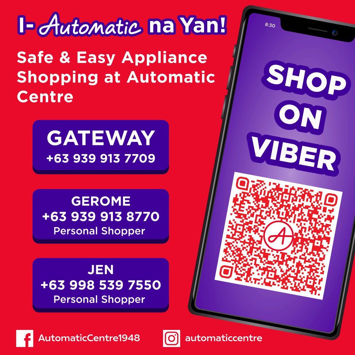 AutomaticCentre's tweet photo. 𝐈-𝐀𝐮𝐭𝐨𝐦𝐚𝐭𝐢𝐜 𝐧𝐚 𝐘𝐚𝐧!
Safe and Easy Shopping at Automatic Centre

- Festival Mall
- Gateway
- Glorietta1
- Market! Market! https://t.co/ff22n2vQBf