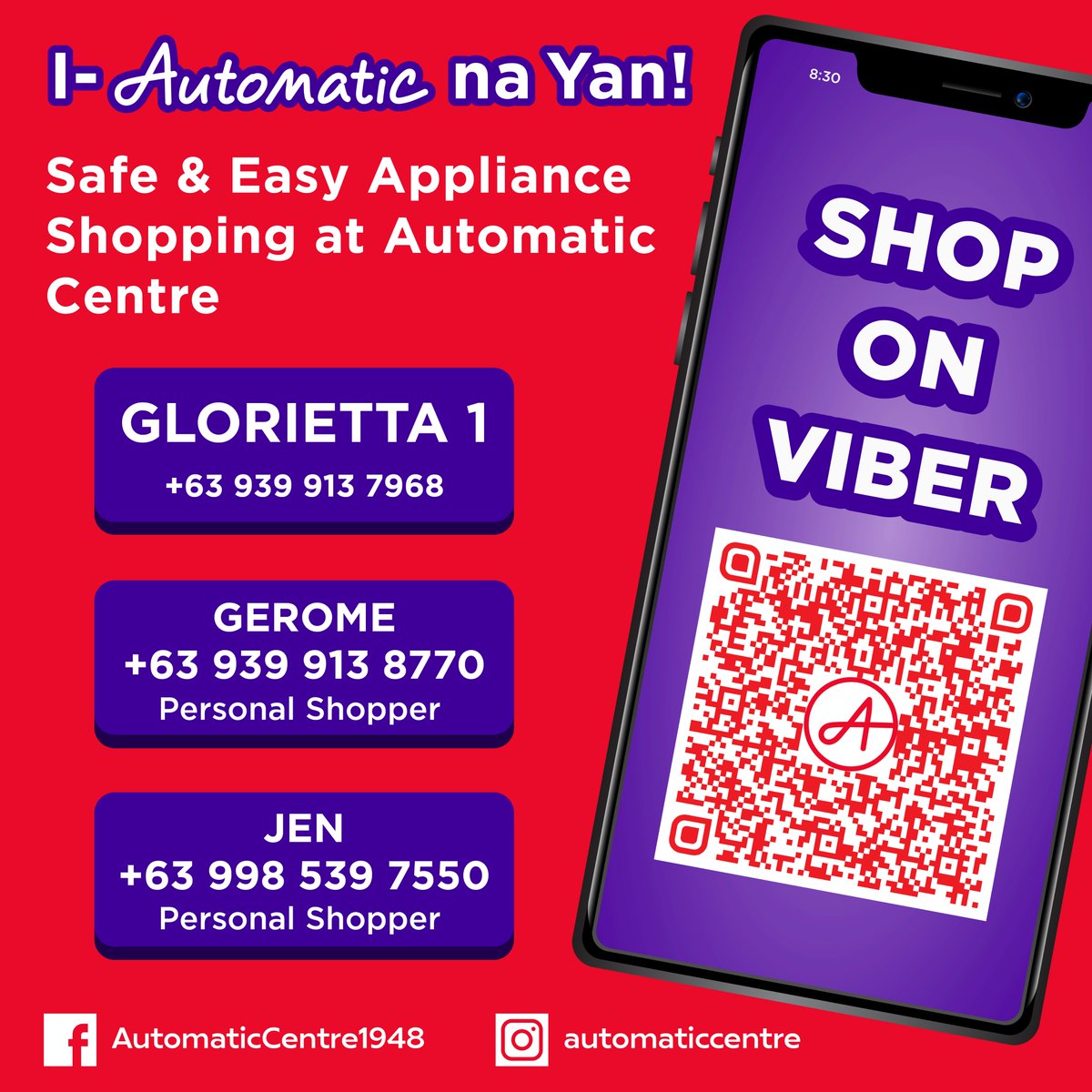 AutomaticCentre's tweet photo. 𝐈-𝐀𝐮𝐭𝐨𝐦𝐚𝐭𝐢𝐜 𝐧𝐚 𝐘𝐚𝐧!
Safe and Easy Shopping at Automatic Centre

- Festival Mall
- Gateway
- Glorietta1
- Market! Market! https://t.co/ff22n2vQBf