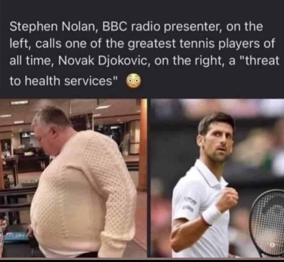 BonanzaBoxing's tweet photo. @StephenNolan get things straight with yourself before talking such nonsense!
Obesity costs the NHS 4.2 Billion a year and rising rapidly!
What are you doing to help the health services? 🤷♂️
#NOVAKDJOKOVIC #supportnovak https://t.co/xjQ9H3JmP9
