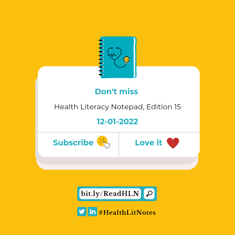 iamchidindu's tweet photo. We begin again, this week. This time, with #15 of #HealthLitNotes. If you are a #HealthLiteracy enthusiast, sign up to read the brief insights I share on how to help people find/use #HealthInformatiok to make healthy decisions.
Visit https://t.co/UyEwCgqL2E to join the community https://t.co/lZ8OQAj0KH