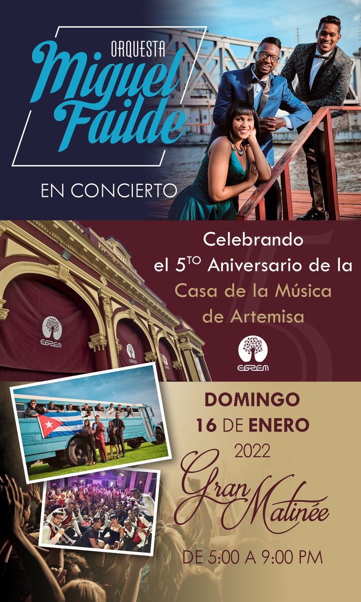 Excelente concierto este domingo 16  de enero a las 5:00pm.Manteniendo la tradición Musical.
#CubaEsCultura 
#EgremSomosTodos