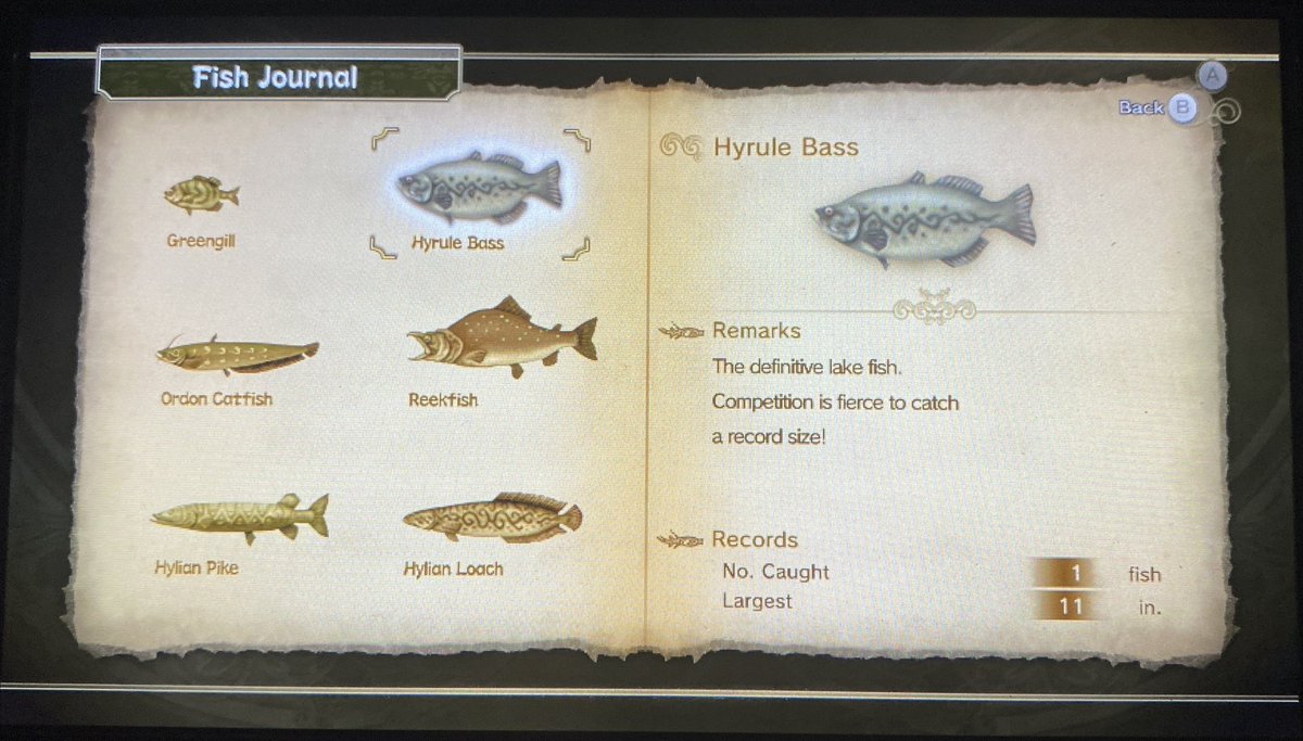AndrewAJT's tweet photo. I completed all fishing activities in #TwilightPrincess! I got the frog and sinking lures, completed the fishing log, and caught the Hylian Loach and all other fish for Hena’s aquarium. That’s everything completed for 100% now 😁 #tphd #WiiU #zelda https://t.co/EYFSLgh5SB