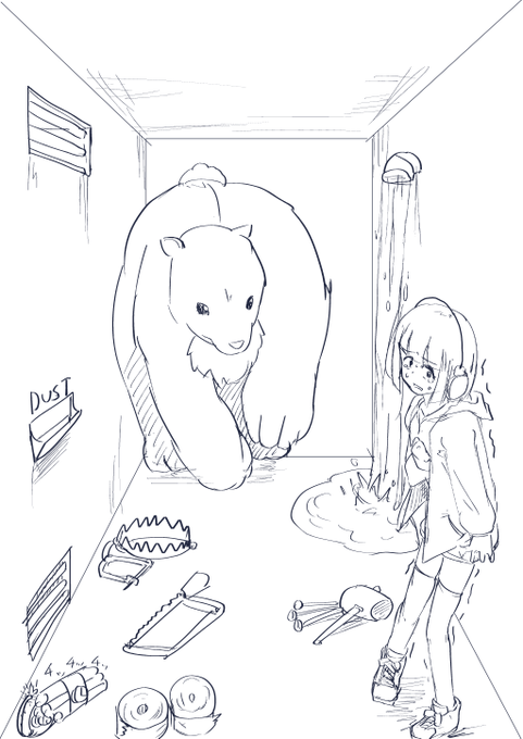 救済ちゃんの動画でクマと一緒に部屋に閉じ込められるのがありましたので、こう、脱出ゲームかなと……

 #きゅうさいあーと
#救済虐 