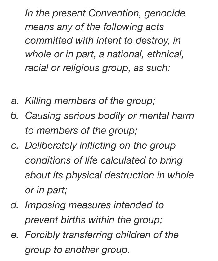 michaelcdeibert's tweet photo. @Pahokee3 @MtnMD This is the Geneva Convention’s definition of genocide. https://t.co/F3vQJuNp05