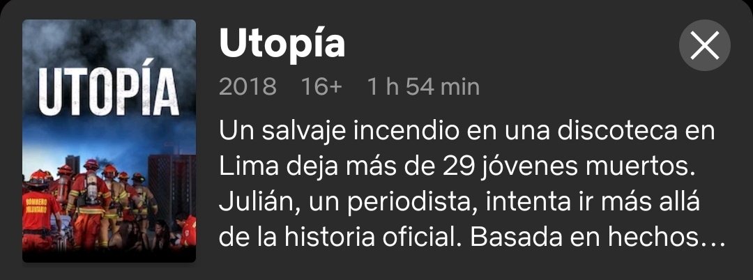 Forever_Geeks1's tweet photo. ☆La película #Utopía ya está disponible en Netflix. Esta basada en el trágico incendio de la exclusiva discoteca Utopía en la que murieron 29 jóvenes.😱🇵🇪 #Utopía #Netflix https://t.co/qI4Jvi7G1h
