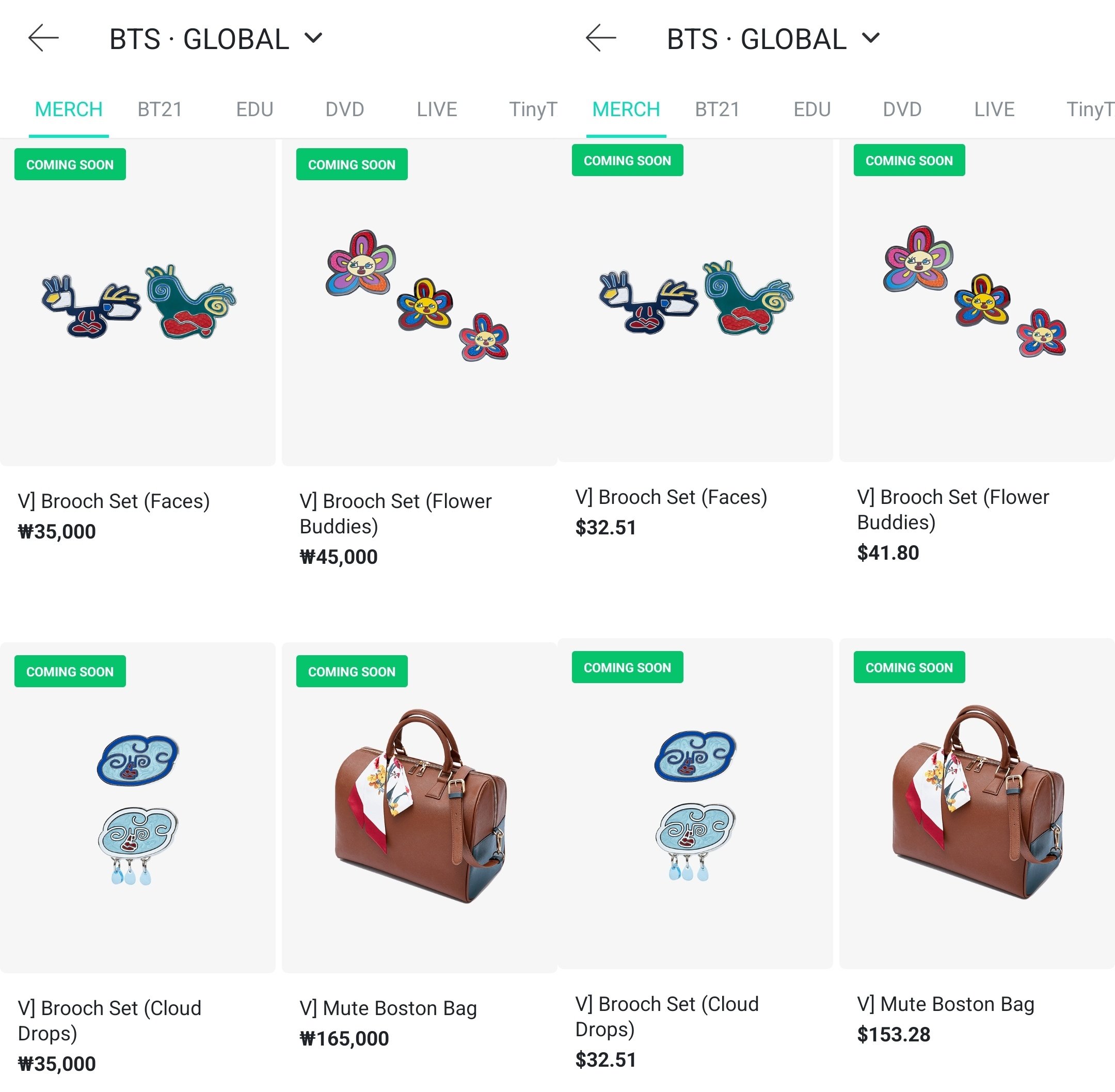 V bag mute price by boston BTS' V's