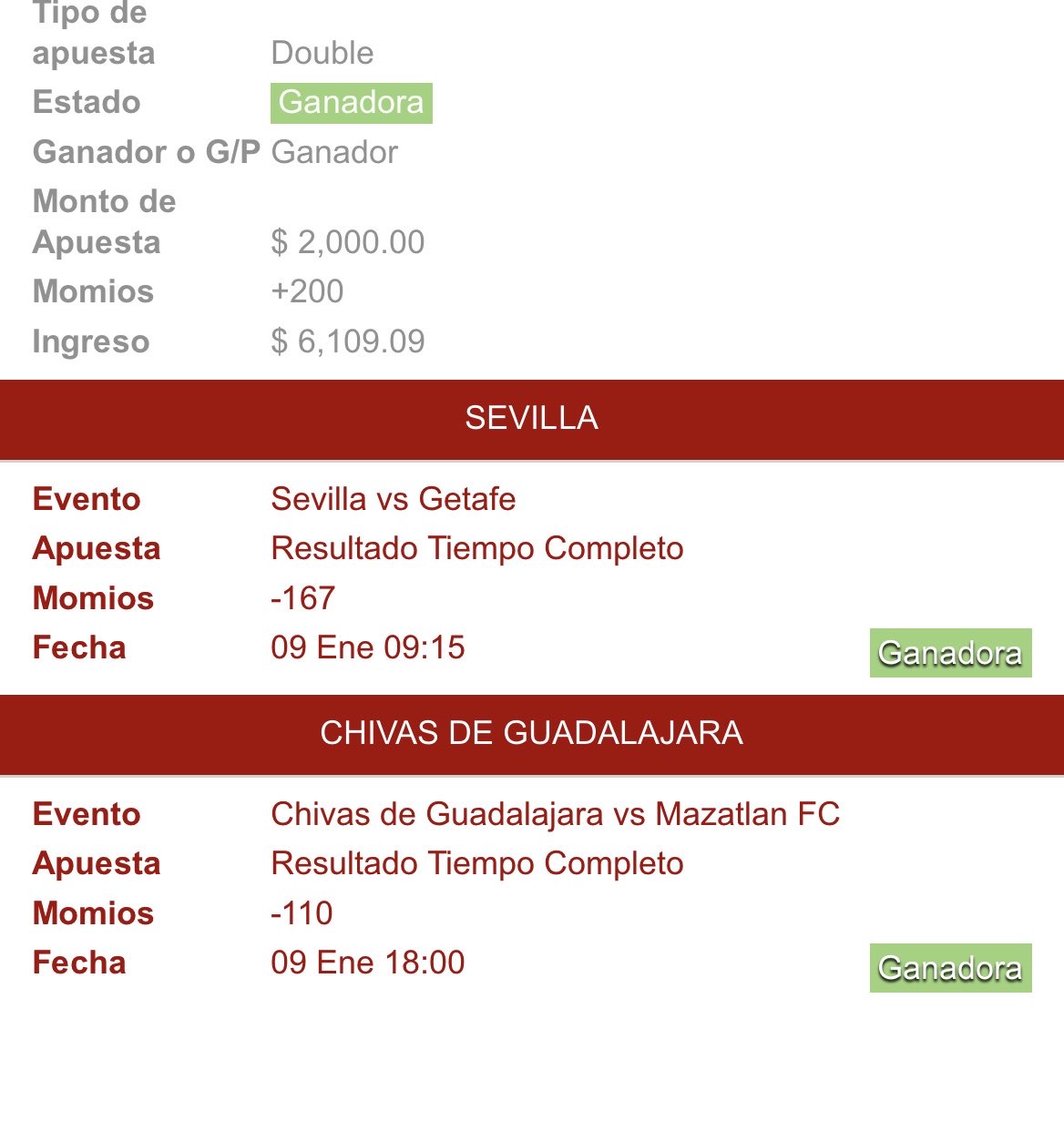 Apuesta ganadora para hoy