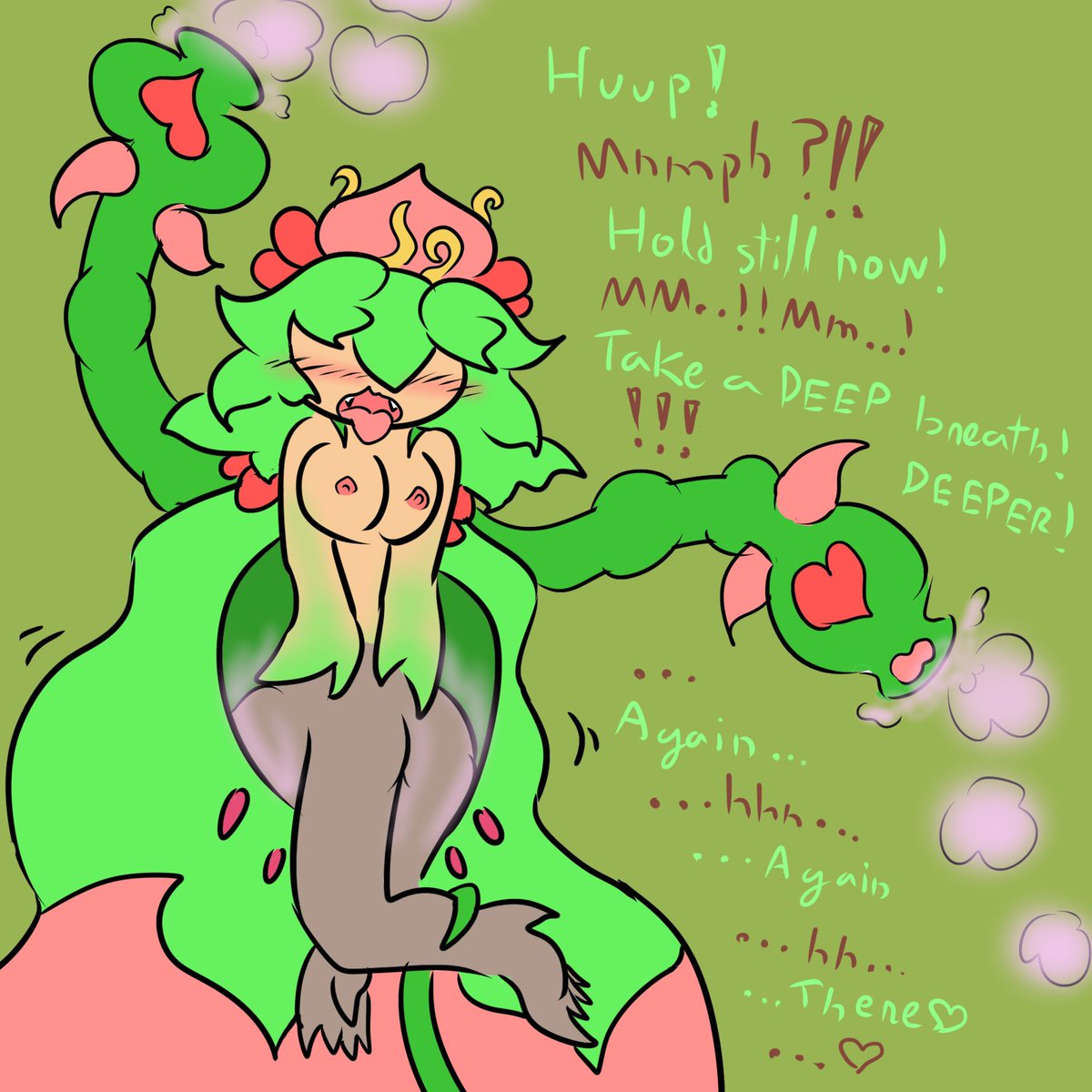 Sergit_1's tweet photo. Blume used her sweet scents to lure and subdue a delicious bat girl! Her aphrodisiacs and poisons are irresistible!

The cute bat will rest easy in her pitcher, while she is absorbed~ https://t.co/eQmeYULBIw
