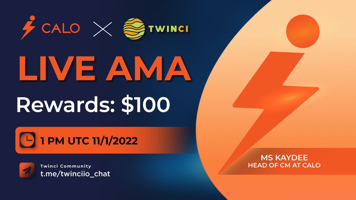 AMA Calo App with Twinci ⛹️

1️⃣ Follow <a href="/AppCalo/">Calo App</a> &amp; <a href="/twinciio/">Twinci</a>
2️⃣ RT &amp; Tag 3
3️⃣ Comment your question 

📆 Time: 1 PM UTC 11/1/2022
📍 Venue: t.me/twinciio_chat

💰 $100 will be awarded for 10 best questions.