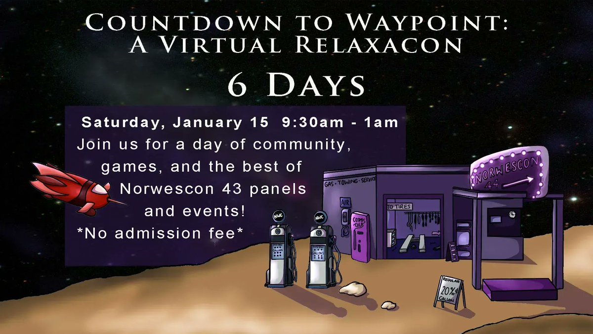 norwescon's tweet photo. Space Station Waypoint welcomes visitors on Saturday, January 15, for a relaxacon preview of NWC 44. Join us that Saturday for a Sneak Peek of our event in spring!! https://t.co/lS3uNsDtfg #nwcwaypoint #nwc44 https://t.co/FfzkYBGvmw