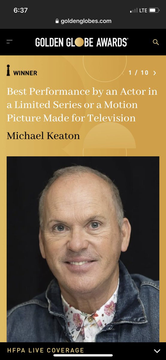 Dannystrong's tweet photo. Huge congratulations to ⁦@MichaelKeaton⁩ on his well deserved ⁦⁦@goldenglobes⁩ for ⁦@DopesickOnHulu⁩ !!! So honored to work with you Michael, you’re incredible in the show!!! https://t.co/vubKbLQ6e3