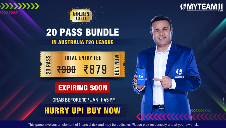 MyTeam_11's tweet photo. #ExpiringSoon
Last chance to buy your 20-pass bundle Golden Ticket & get a super discount on the Entry Fee.
Hurry Up! Buy Now
#Australia #AustraliaT20League #T20League #T20Cricket #Discounts #GoldenTickets #MegaDiscount #Cricket #abpooraIndiaKhelega #MyTeam11 https://t.co/TDPFciFCOV