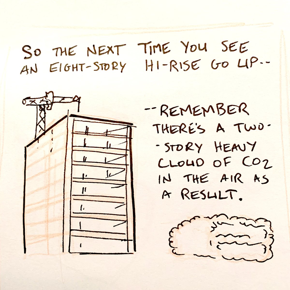 science_ninjas's tweet image. Sometimes its hard to visualize how much carbon dioxide is released into the atmosphere because of concrete production. So I thought this little comic could help.
 #scicomm #concrete #climatechange