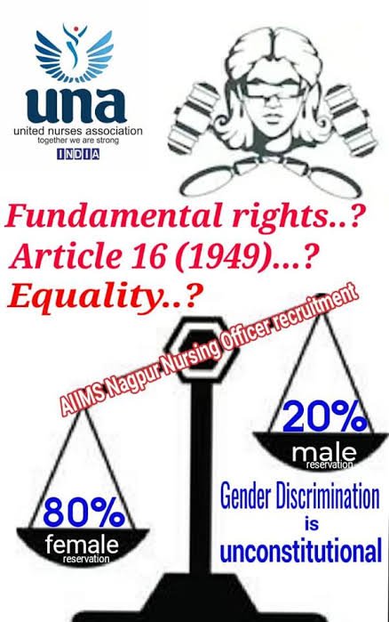 Stop gender discrimination in AIIMS NORCET @narendramodi ji,Such a rule appears to be in violation of the Constitution of India. Stop 80:20, female:male #Justice4malenurses @mansukhmandviya @PMOIndia