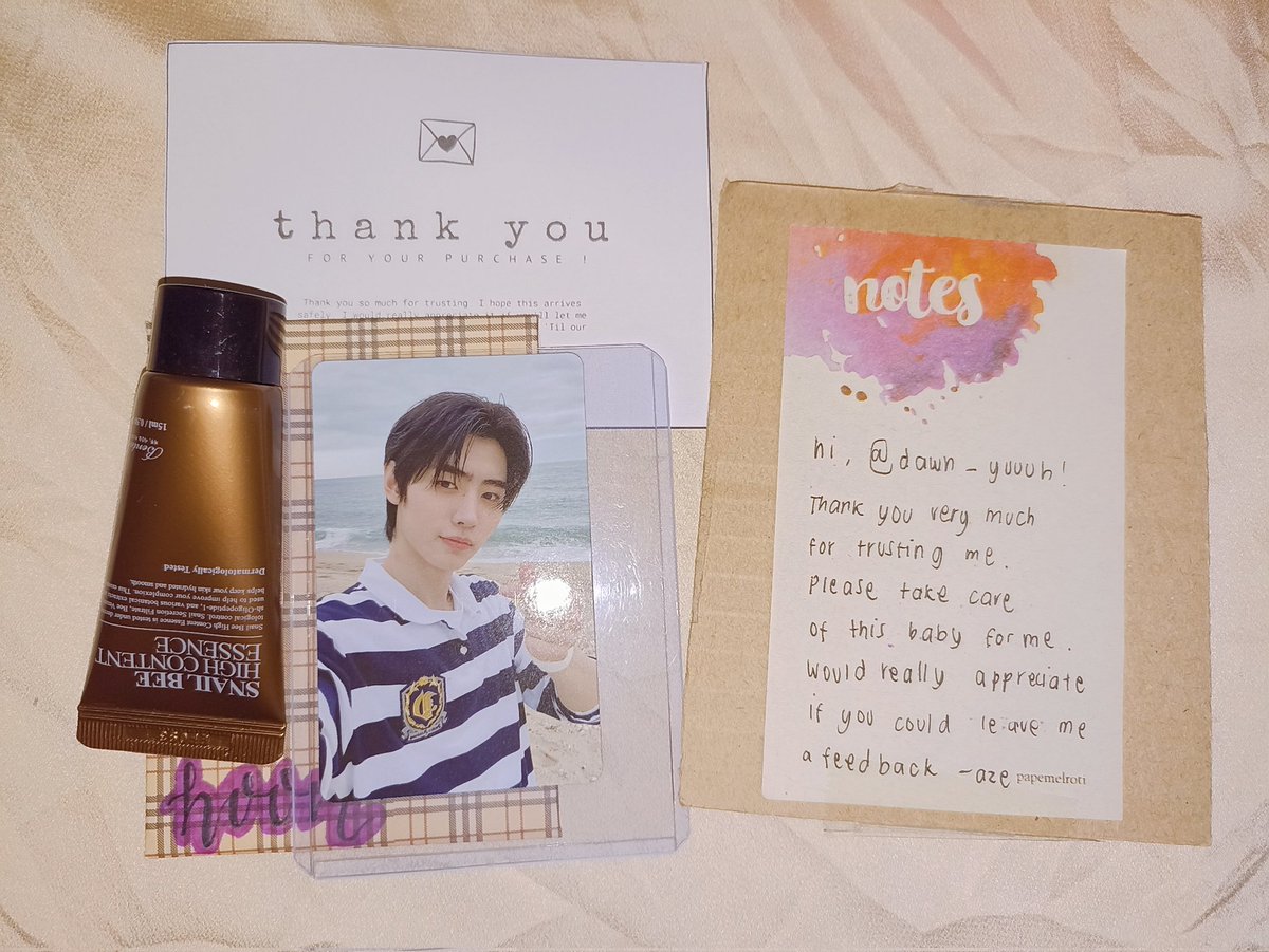 hooniefine's tweet photo. Hi @aze_cartue ! tysm for securing hoon t:d. will definitely take care of this! thank uu also for the snail bee freebie. i super love it!
#aze_proofs
β#yenprchs https://t.co/k8bTzDz2aU