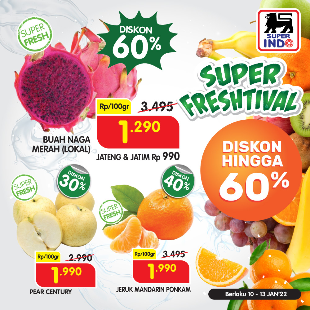 InfoSuperIndo's tweet photo. Yohoooo! Senin pagi cuci mata pakai yang segar nih. PROMO SEGAR awal minggu ini diskonnya hingga 60%, lhoooo

Yuk mariiiiiii, mampir #KeSuperIndo. 

Eits bentar, abis ini bakal ada promo lain nih. Abis itu, cuss #KeSuperIndo yaa

#PromoSuperIndo
#SegarnyaHemat https://t.co/R6ACI5tkXM