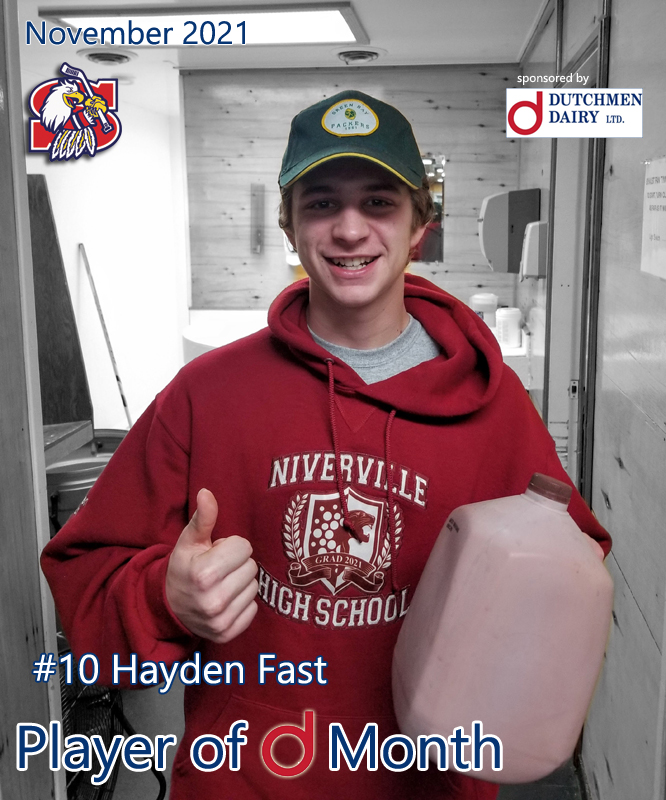 Sicamous_Eagles's tweet photo. Eagles C #10 Hayden Fast is our Player of D Month for November 2021. Thank you Hayden, you are a class act person and a great hockey player! #playerofdmonth #hedoesitall #allstareffort #allstarperson #madskill #thebestchocolatemilk #kijhl @KIJHL @KijhlS https://t.co/tDFWUbGGrU