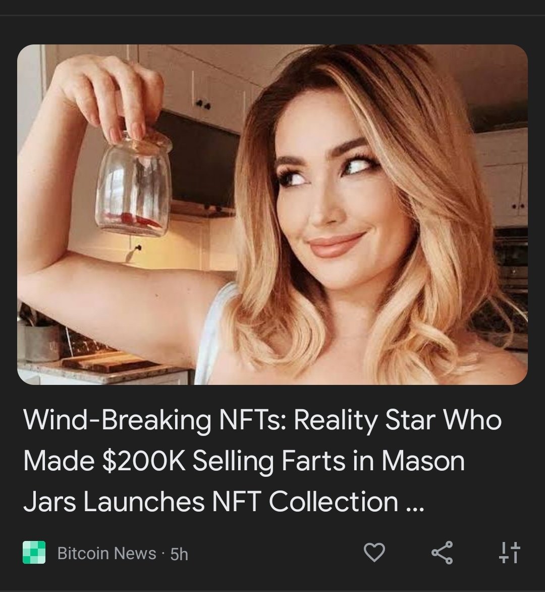 PatThaProducer6's tweet photo. This bitch can make 200k off farts in a jar nft but I can't make anything off my nfts that are real art?
#whatswronghere #NFTs #NFTCommumity https://t.co/l8XSxNobEj