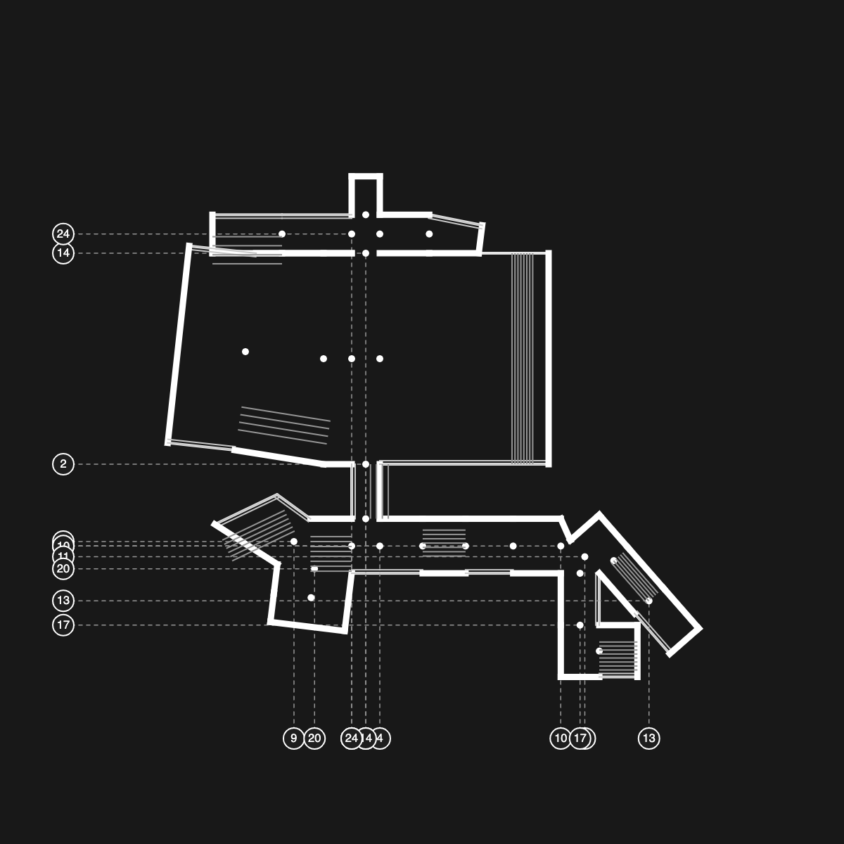 hyperuranion_'s tweet photo. #genuary day 9. 'Architecture'
Generative, improbable floor plans, paying homage to @inconvergent. Structural sign-off in progress...

#genuary2022 #genart #digitalart #p5js #generativeart #generative https://t.co/jG2R4Lzb0E