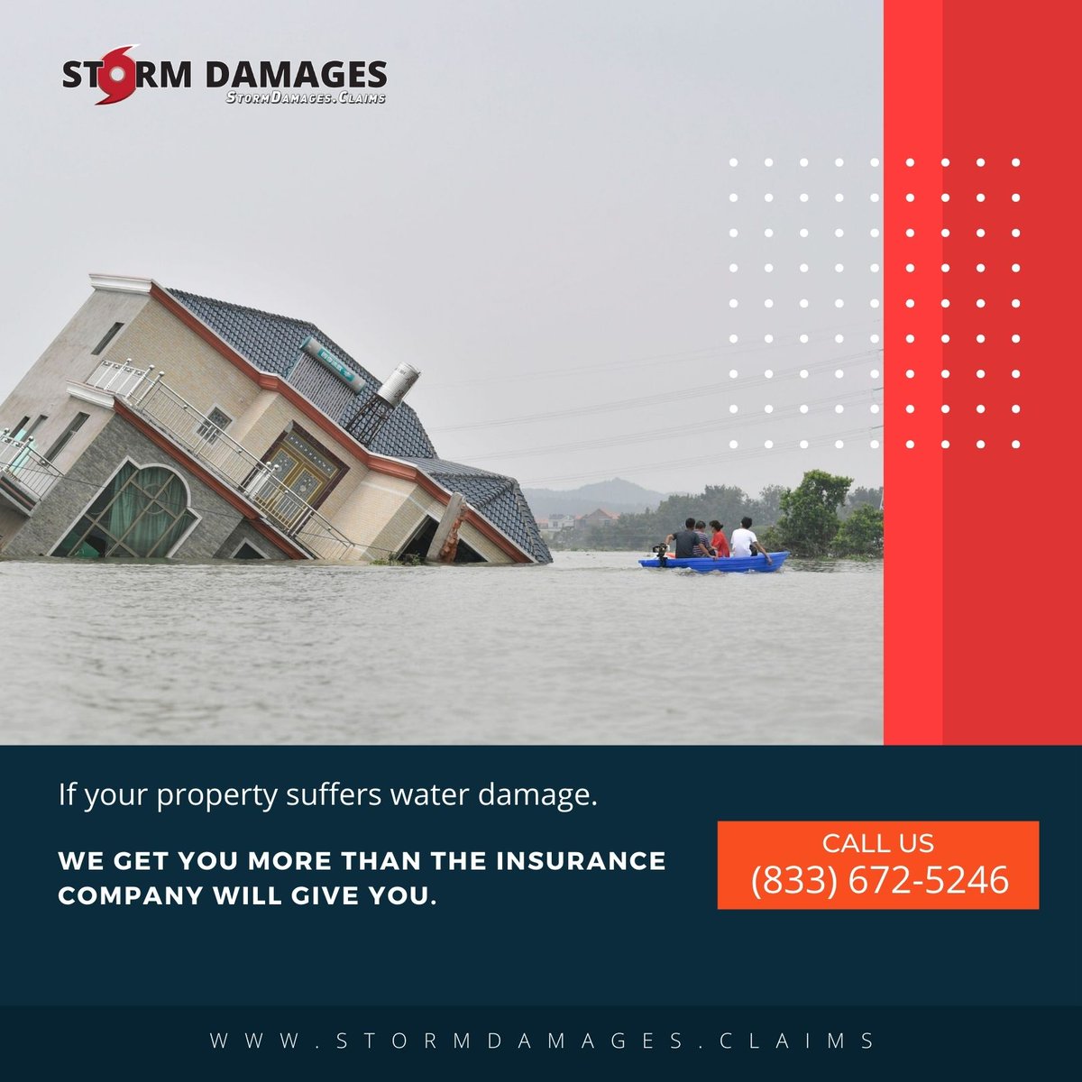 If your property suffers water damage. We get you more than the insurance company will give you. #stormdamages #WaterDamage #tornadoes #floods #hurricanes #commercialinsurance #insuranceloss #securetheproperty #lawyer #insurance #Insuranceclaims #FireDamage #FloodDamage