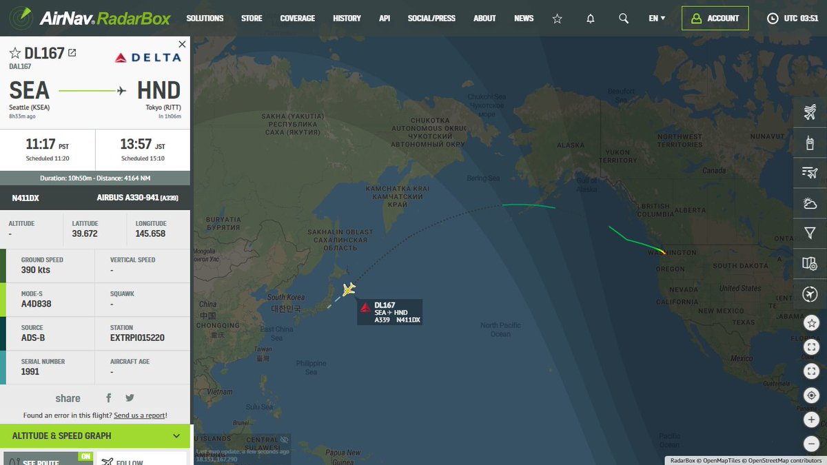 AirNavRadar's tweet photo. Delta Air Lines' A330-900neo (N411DX) with Team USA Livery is flying to Japan (Haneda Airport) for the first time. @traicycom ✈️
📸: Philippe Noret - AirTeamImages
Track #DL167 from #SEA to #HND on #RadarBox:
https://t.co/8rGZYDVwcJ
#DeltaAirLines #A330 #N411DX #TeamUSA https://t.co/DwTJubI4Fv