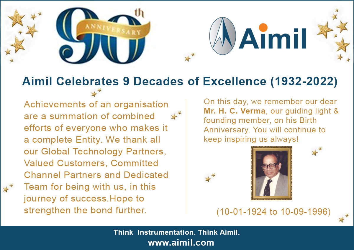 AimilLtd's tweet photo. #Aimil Celebrates 9 Decades of Excellence
On this day, we remember our dear Mr. H. C. Verma, our guiding light &amp; founding member, on his #BirthAnniversary. You will continue to keep inspiring us always!

#90thAnniversary #Celebration #9decade #FoundersDay  #HC_Verma #AimilLtd https://t.co/KjEe6AEEOG
