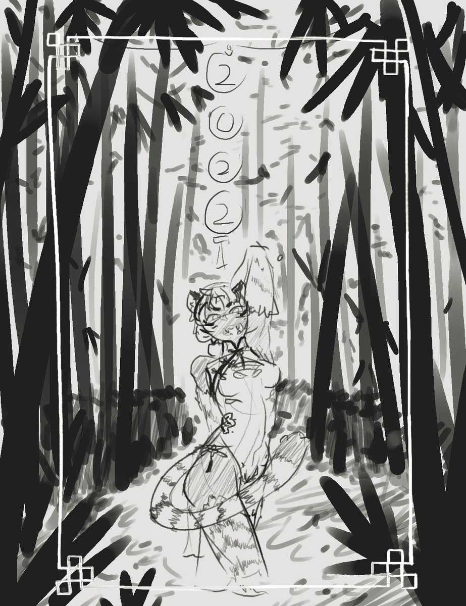 WeebResident's tweet image. Rough Sketch to start out the new year. Hopefully I'll be able to get it finished eventually.