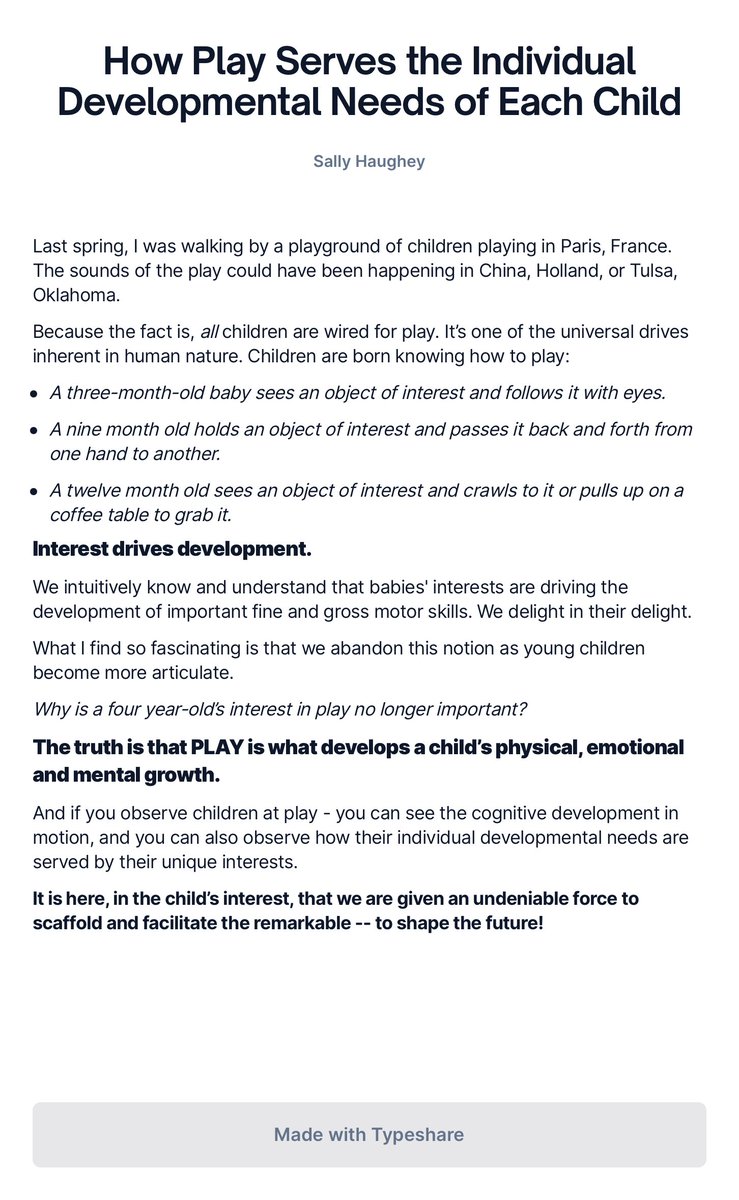 WunderledEd's tweet photo. Play is a powerful force that drives development! Let the children PLAY! https://t.co/fSKvQ1VbYM