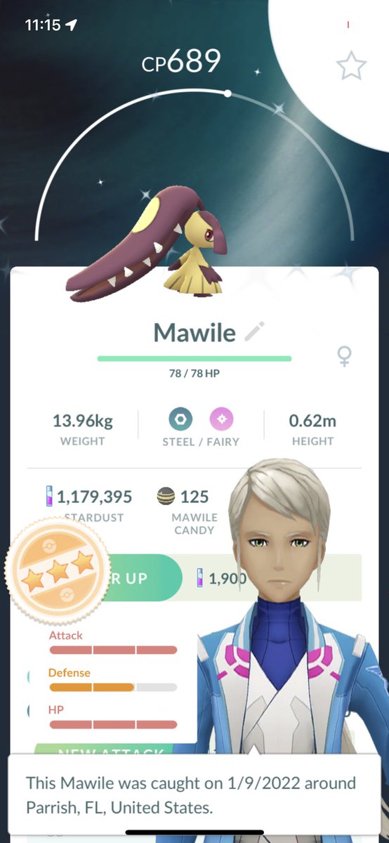 ProfessorPKmon's tweet photo. A #shiny #Mawile from my timed research! My shiny luck had been poor for this event until now so I’m definitely excited about it! #PokemonGO https://t.co/BLluxjDkE0