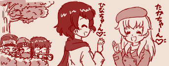 #カエサル生誕祭2022 
#カエサル生誕祭 
おデートの二人と出歯亀三人の図 