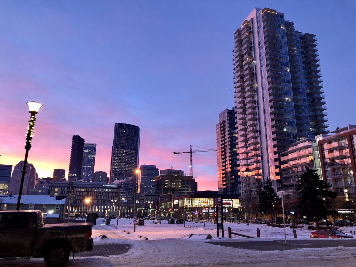 Amazing sunset tonight in East Village. #Calgary #YYC