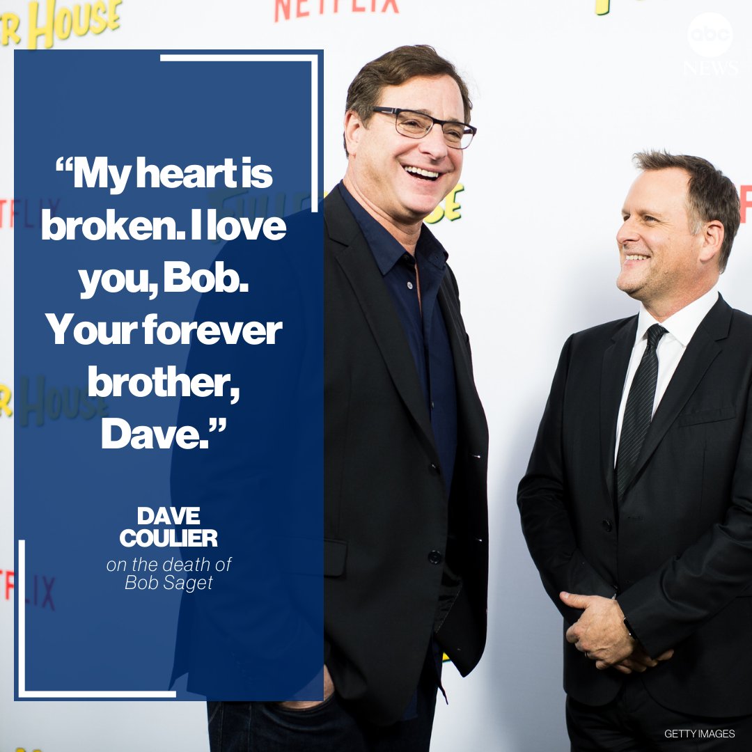 ABC's tweet photo. Bob Saget's "Full House" co-star Dave Coulier on the death of the actor and comedian at age 65: "My heart is broken. I love you, Bob. Your forever brother, Dave." https://t.co/Tz6DFl31Dk https://t.co/D6wVRl8pxH