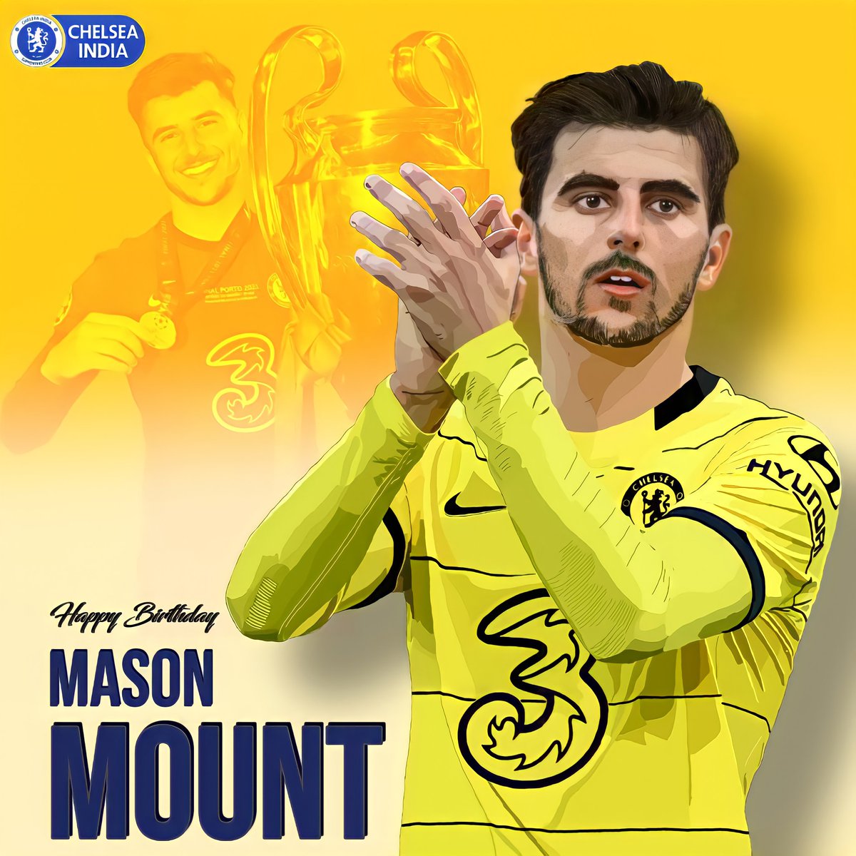 ChelseaIndia's tweet photo. Wishing a very Happy Birthday to our very own @masonmount_10!

An academy product to Champions League winner - a journey that will inspire millions of kids around the world💙

Have a great day Mason, keep instilling the belief into the coming generations ✨

#CFC #ChelseaIndia https://t.co/1fccai6NqL