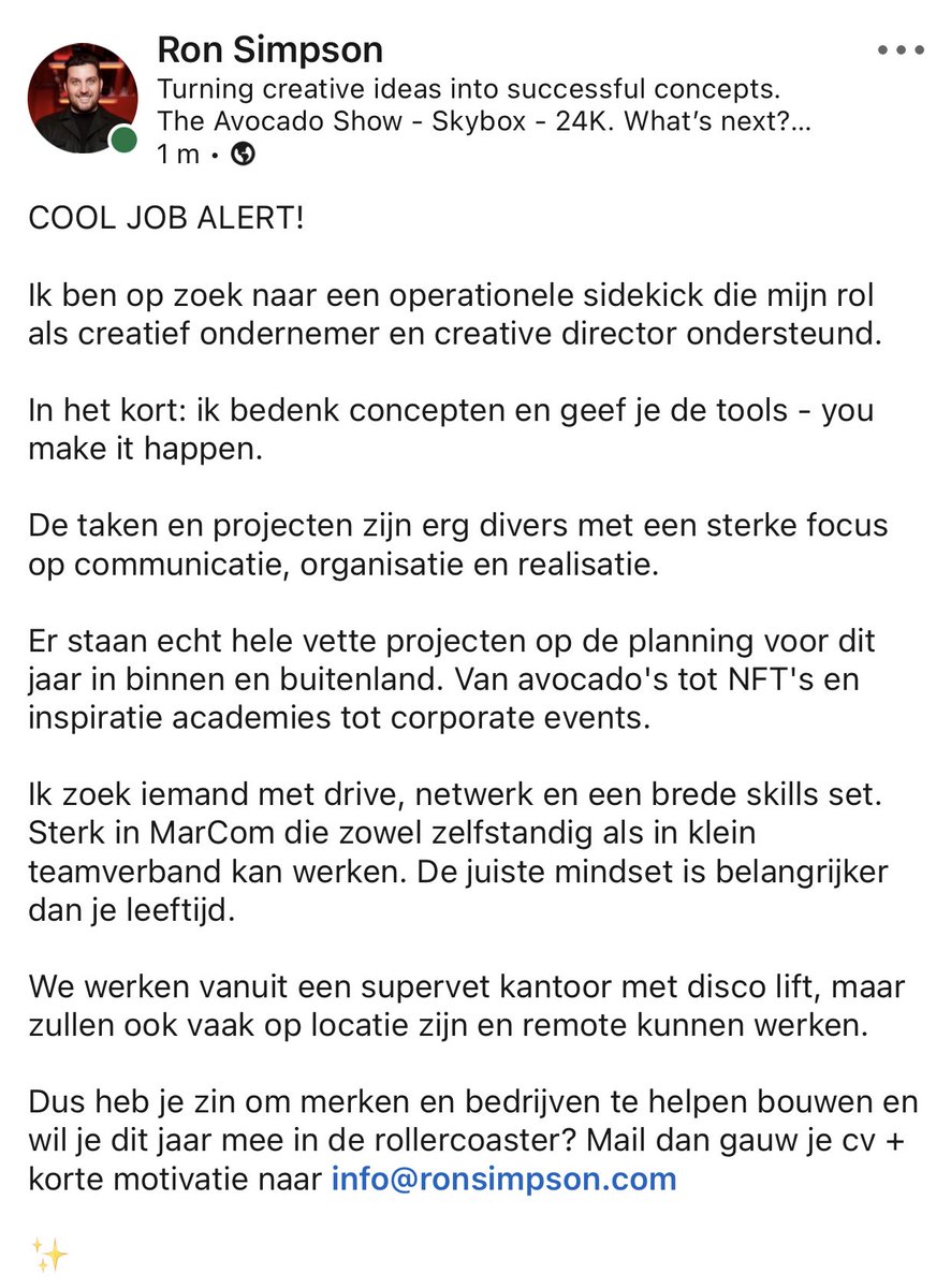 🚨 COOL JOB ALERT 🚨