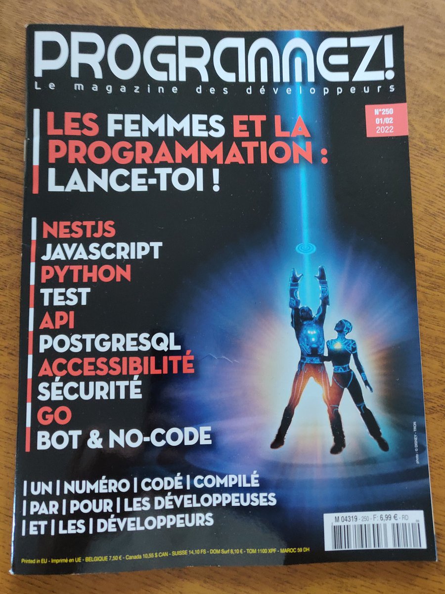 GeoffreyBrunois's tweet image. J&apos;ai mon exemplaire papier pour lire l&apos;article écrit par @CeliaDoolaeghe sur NestJS 
(J&apos;ai du faire 3 presses pour en trouver un 😬)
#programmez #NestJS
