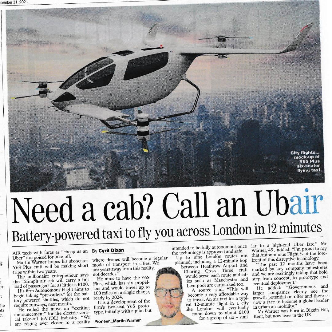 AutonomousFlt's tweet image. The @Daily_Express have kindly written a piece about our mission over at Autonomous Flight 🌃 featuring our fonder @MartinWarner.

To read the article you can find it on the Daily Express website and find out more about us on our website.

#futuretravel #future #drones