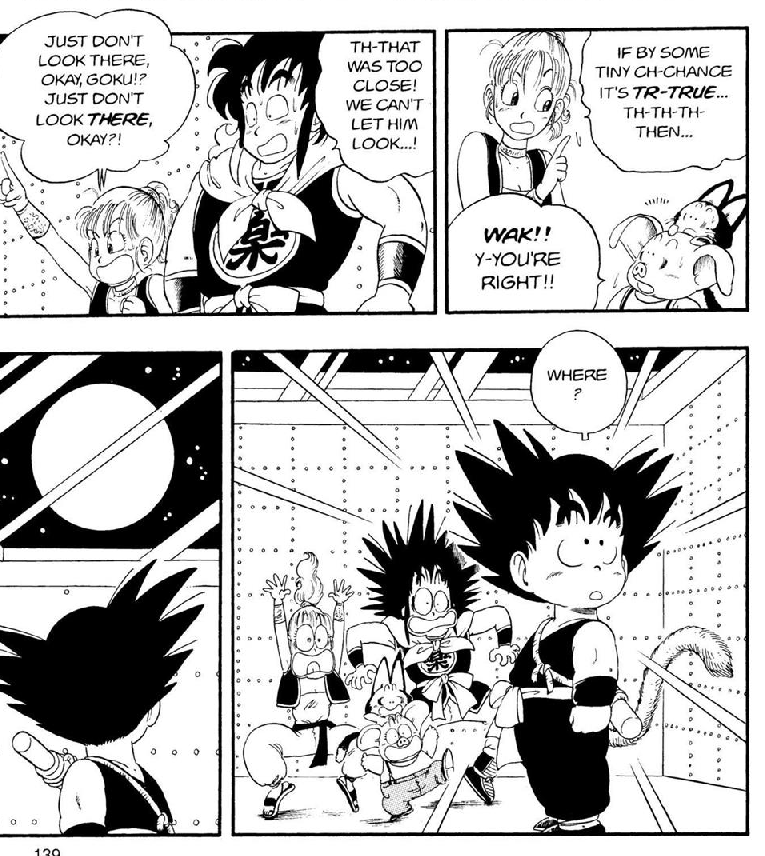 ElisaJGCC's tweet photo. "Just don't look there, okay, Goku? Just don't look there okay?" Bulma warning Goku to not look at the full moon which he does. Lesson: Don't tell Goku to not do something. He'll do it.😂

#DBQuotes #DragonBall https://t.co/am1dfnS3tM