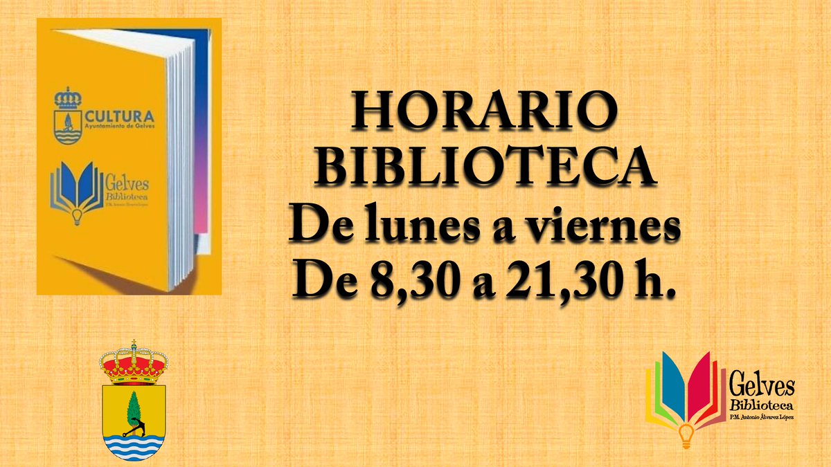 Volvemos con nuestro horario habitual
#bibliogelves #bibliotecagelves #horario