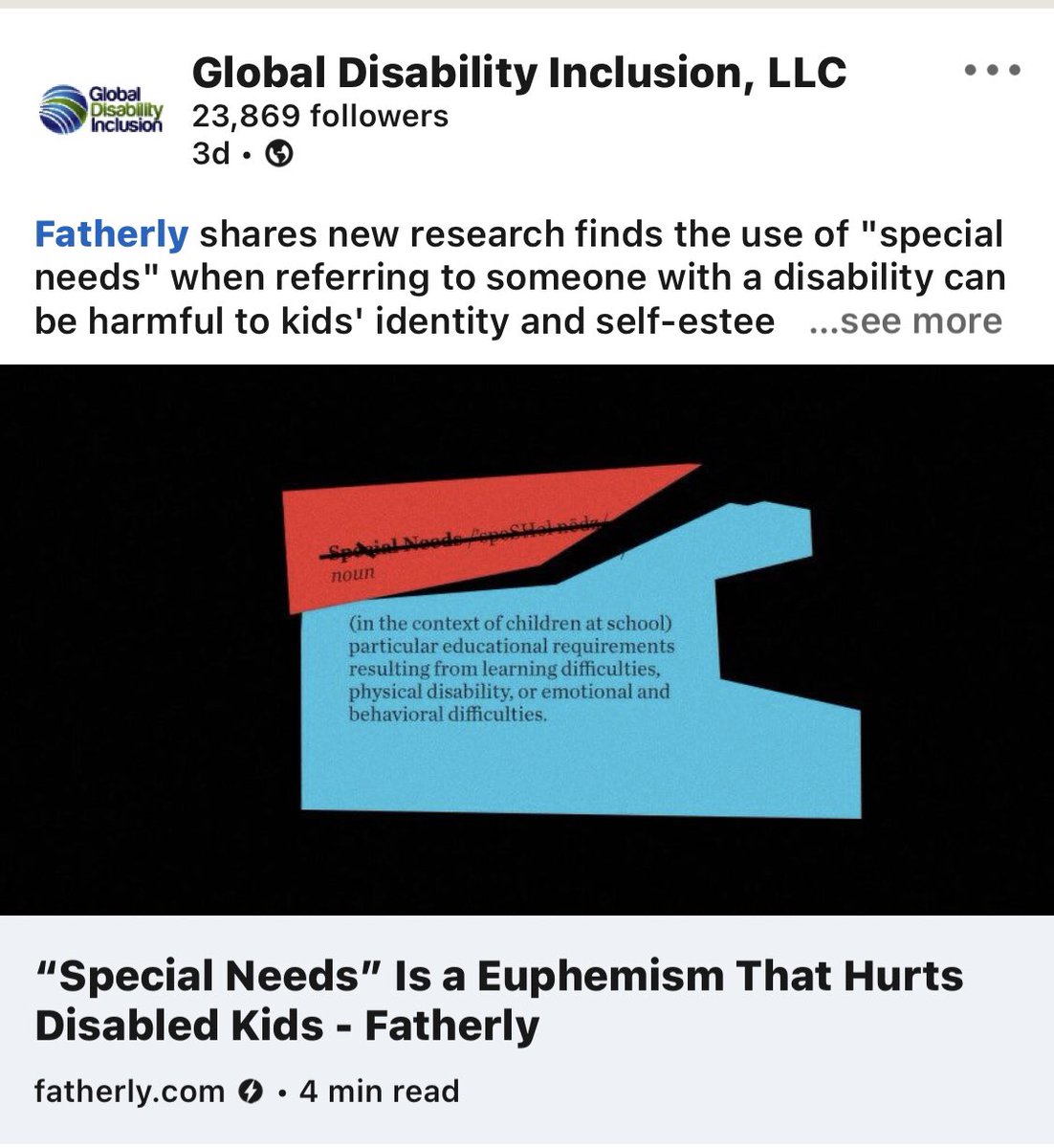 BhyanEkta's tweet photo. “Different needs” is better than “special needs” for persons with disabilities.
Right terms matter
#Disability #DisabilityAwareness #GlobalDisabilityInclusion @WeThe15 https://t.co/ERg0Lz6I18