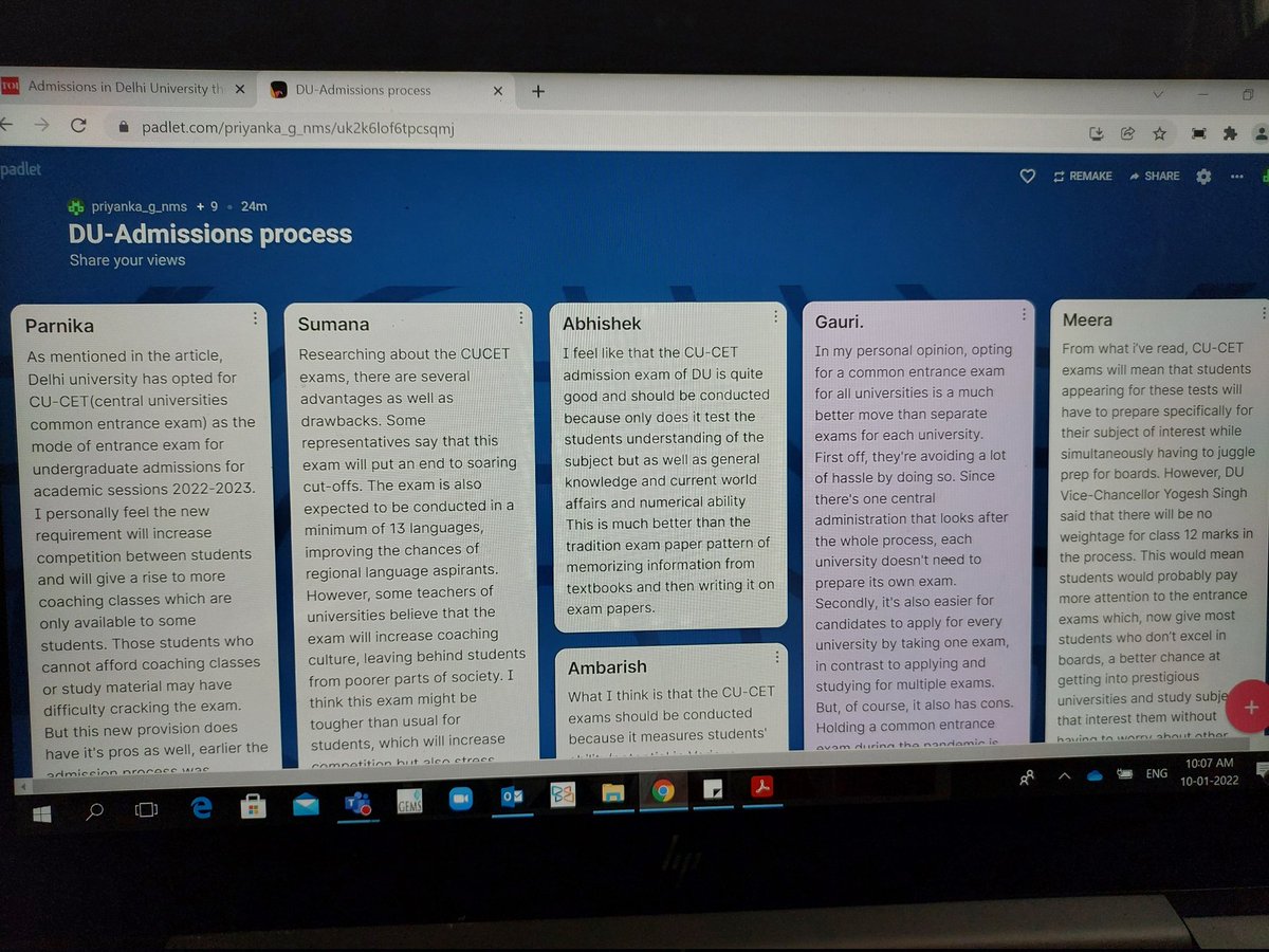 Take a glimpse of what 10A students think of the latest admission process at Delhi University <a href="/Fatima_Martin/">Fatima Martin</a> <a href="/TeresaRusten/">Teresa Rusten</a> <a href="/GNMS_Tigers/">GNMS_Secondary Tigers_Semper Sursum</a>