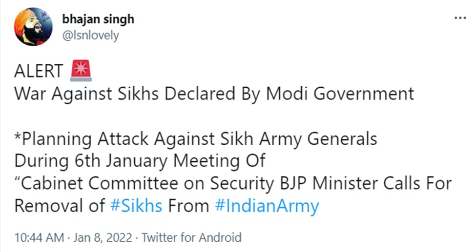 shivani_Dhllon's tweet photo. After series of mischievous tweets propagating doctored video of CCS meeting, several #khalistani handles again propagating fake poisonous narrative

systematic effort to malign image of #Punjab and Indian government

@GoI_MeitY 
@PIBHomeAffairs 
@DelhiPolice 
@PunjabPoliceInd https://t.co/vmEApWvZMZ
