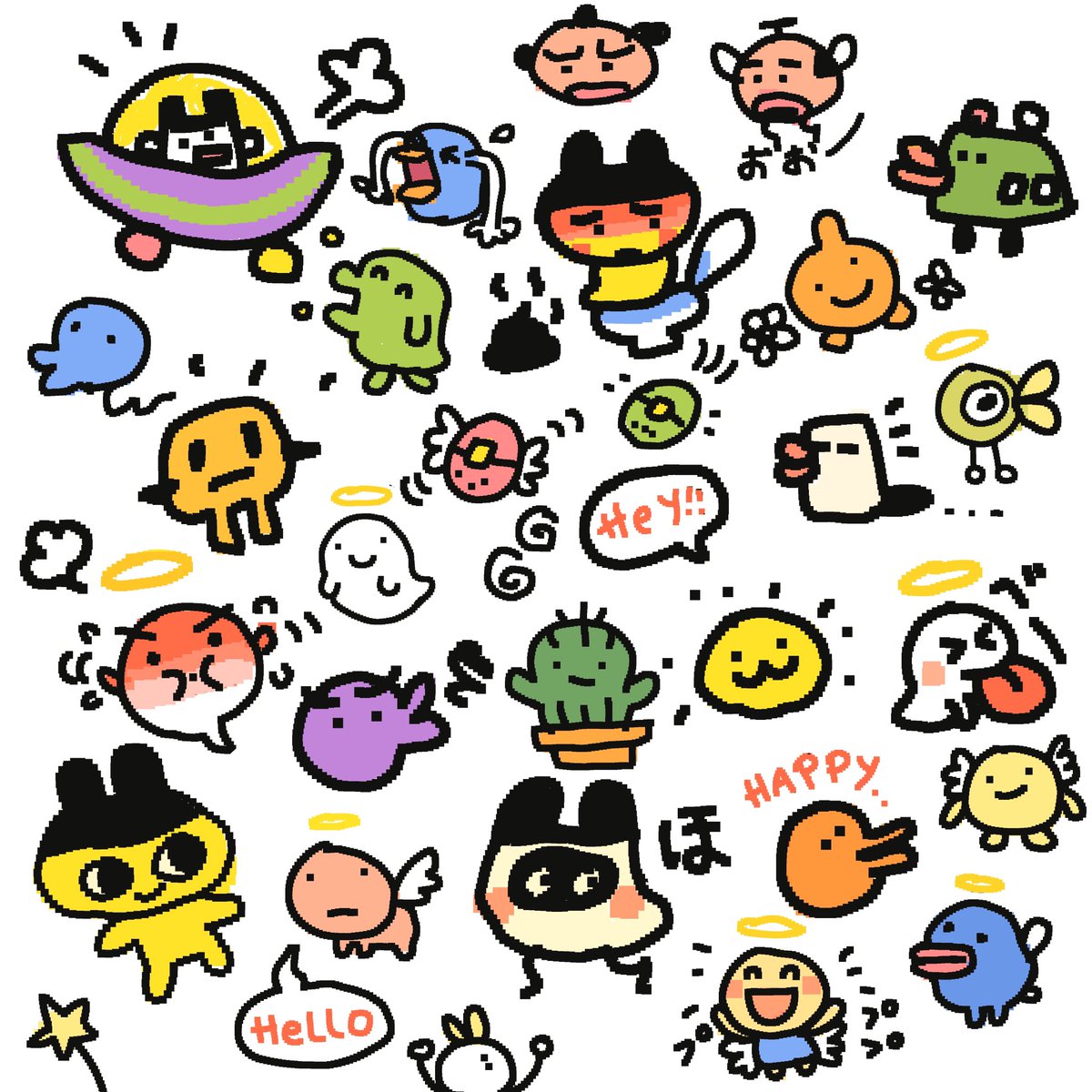 liliuhms's tweet photo. drew some tamagotchis ☀️☀️ https://t.co/y8JEUtBeAm