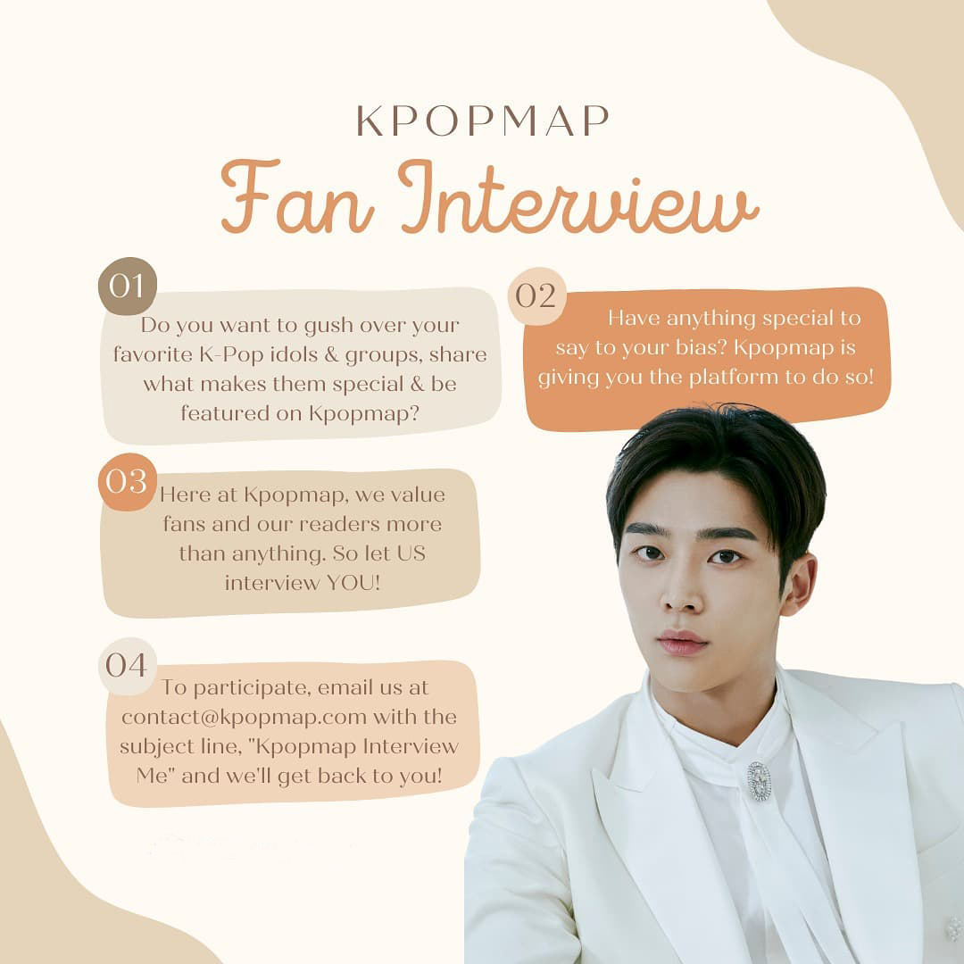 Kpopmap's tweet photo. 🎙️Fan Interview🎙️

Kpopmap wants to interview YOU about your favorite group(s) and/or your bias! Tell the world about them!

Check out our previous fan interview here: https://t.co/wMT5IQoUug

For more details, check out the picture below!⬇️
#Kpopmap #FanInterview https://t.co/joWvrqyCNg