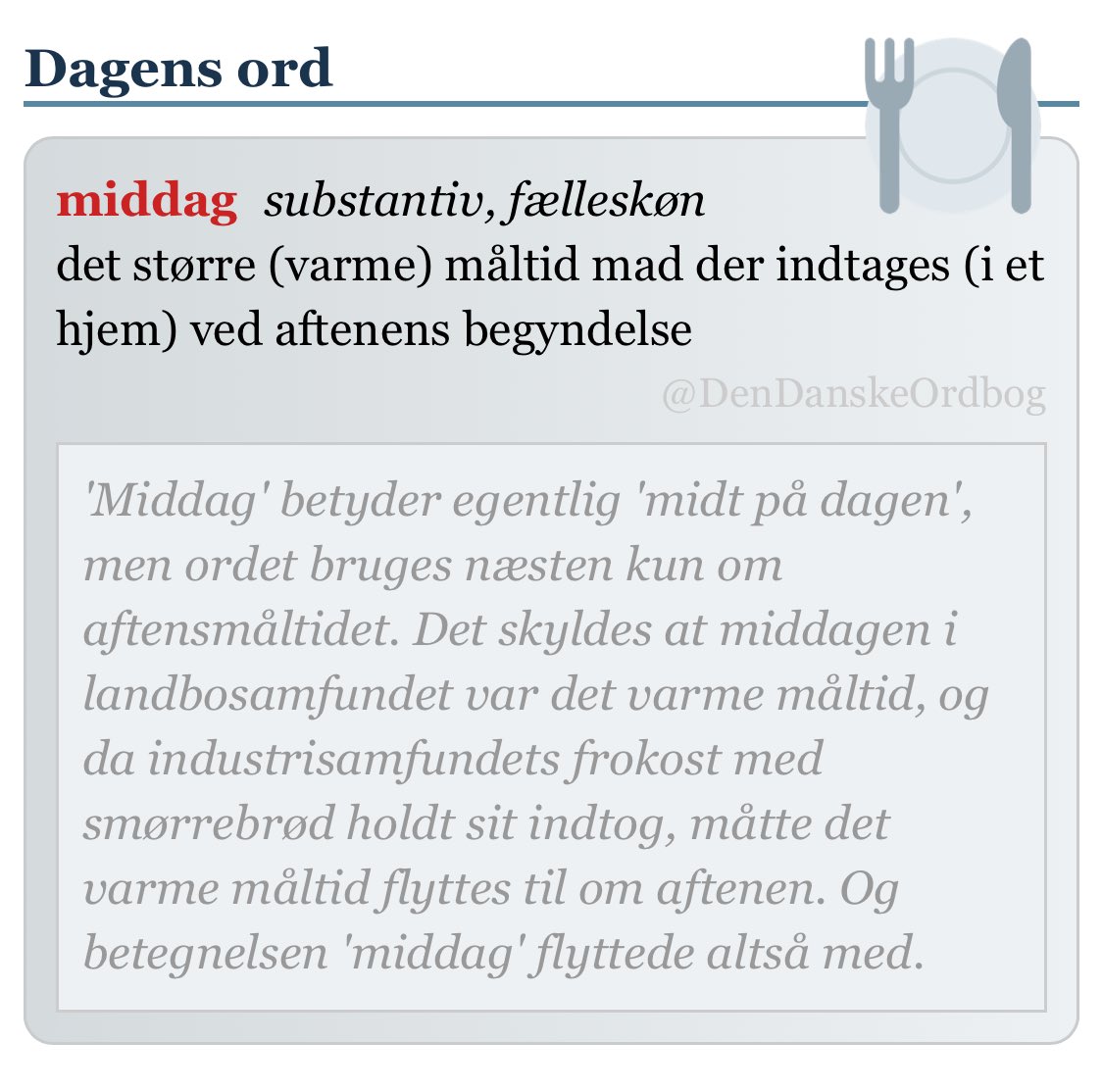 Den Ordbog "#måltider #semantik #dksprog #dagensord https://t.co/vnqhv6UJIl https://t.co/SKUCSmB9Tz" / Twitter