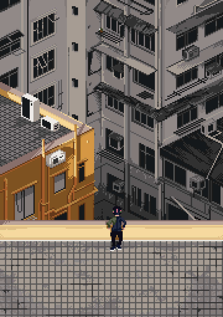 Tori relaxing on a rooftop
#pixelart