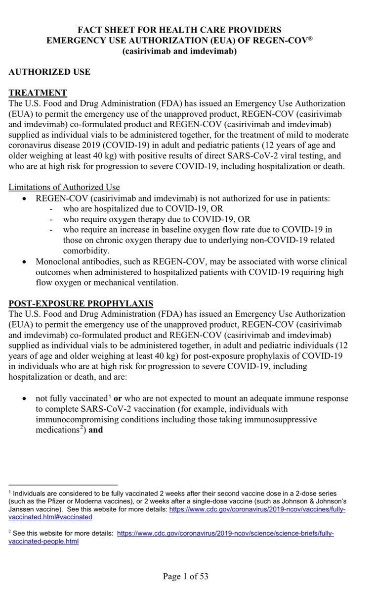 SuPriyoBabul's tweet photo. We r seeing a frenzy amongst patients &amp; their families to get the Monoclonal Antibodies Cocktail jab REGEN-COV (casirivimab &amp; imdevimab) for Covid +ve patients•I therefore feel the need to share the 1stpage of a 'Fact Sheet' &amp; sincerely req u to read it carefully @aiims_newdelhi https://t.co/ooaxk2sOlC