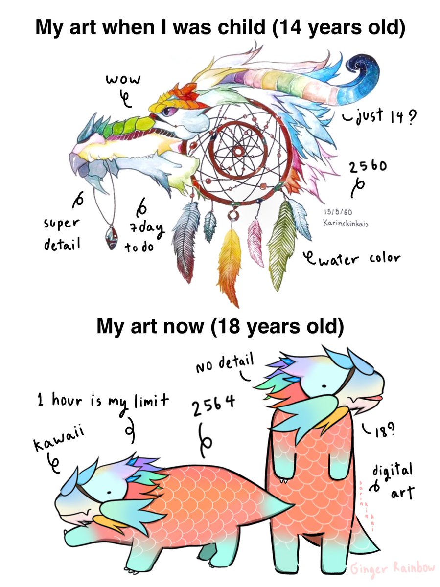 karin_kinkai's tweet photo. Me grow up, my art go down, as small boi #GingerRainbowDragon #artwork https://t.co/etft2yglKT